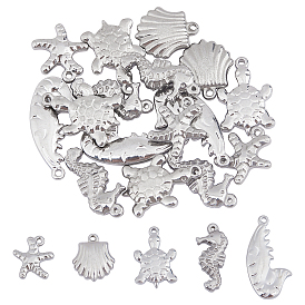 Unicraftale 20Pcs 5 Style 201 & 304 Stainless Steel Charms, Starfish/Sea Stars