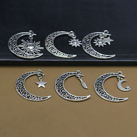 Alloy Retro Pendant Starry Sky Collection Moon Sun Earrings Accessories