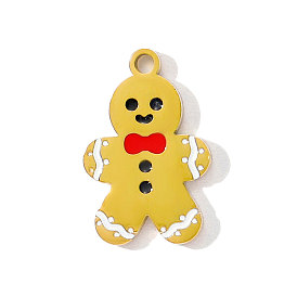 304 нержавеющей стальной эмали подвески, очаровательные пряничные человечки, ионное покрытие (ip), реальный 18 k позолоченный