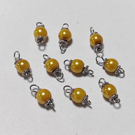 10pcs breloques connecteurs en perles de verre, avec alliage & 304 apprêts en acier inoxydable