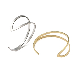 201 Stainless Steel Open Cuff Bangles for Women, Geometric Charm