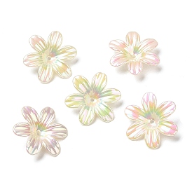 ABS Plastic Imitation Pearl Bead Caps, AB Color, 5-Petal Flower