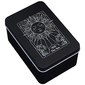 Железные коробки для коллекционирования карт Таро, футляры для хранения карт Таро, прямоугольные, чёрные