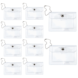 Porte-cartes de visite rectangulaires en PVC, Sac à cartes avec chaînette à billes