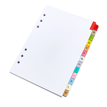 Rectangle Paper Notebook Index Divider Sheets, Tab Divider for Binder