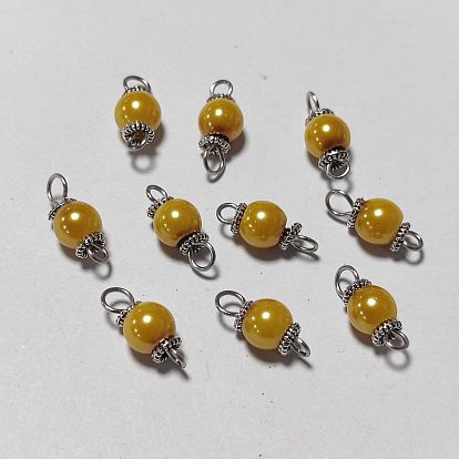 10pcs breloques connecteurs en perles de verre, avec alliage & 304 apprêts en acier inoxydable