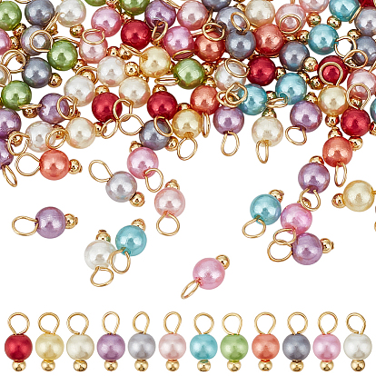 120 шт 12 цвета круглые акриловые бусины подвески, с 304 штифтами с плоской головкой из нержавеющей стали