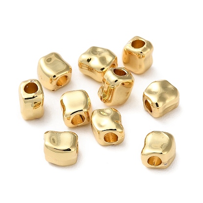 Rack Plating Brass Spacer Beads, Long-Lasting Plated, Lead Free & Cadmium Free, Textured Rectangle