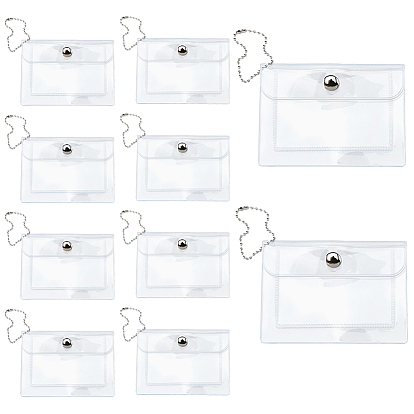 Rectangle PVC Name Card Holders, Card Bag with Ball Chain