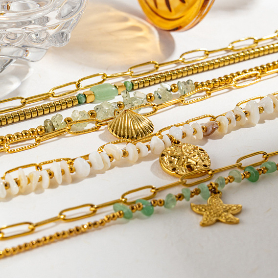 304 двухслойные браслеты из нержавеющей стали, шарм браслеты, золотые