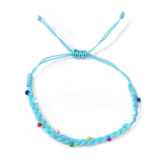 Bracelets d'été ajustables en cordon ciré tressé avec perles de verre colorées