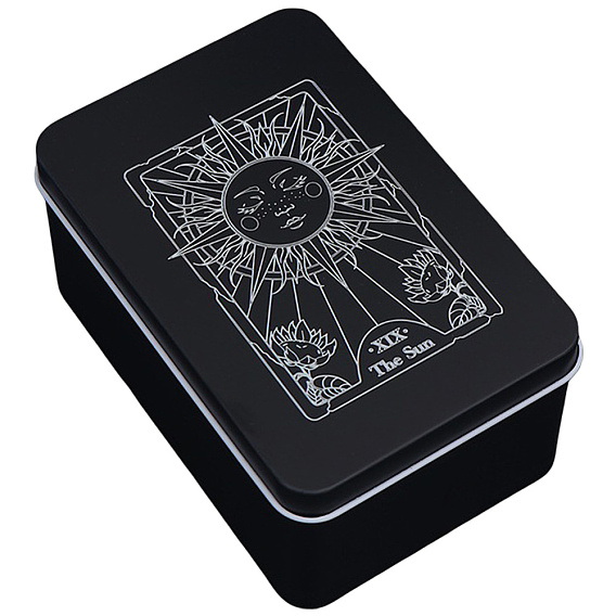 Железные коробки для коллекционирования карт Таро, футляры для хранения карт Таро, прямоугольные, чёрные