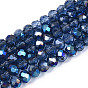 Electroplate Transparent Glass Beads Strands, Rondelle, Faceted