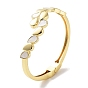 Teardrop/Heart Brass Pave Shell Open Cuff/Hinged Bangles for Women, Real 18K Gold Plated