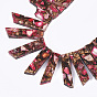 Assembled Synthetic Imperial Jasper & Natural Bronzite Beads Strands, Top Drilled Beads, Dyed, Graduated Rectangle