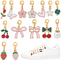 28Pcs 14 Styles Alloy Enamel Pendant Decorations, with Alloy Lobster Claw Clasps