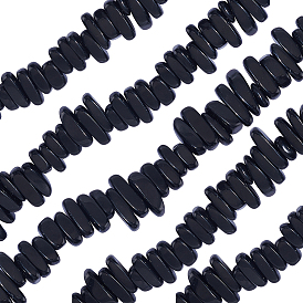 1 нити натуральных черных каменных бусин, чип