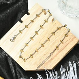 201 ожерелья из звеньев цепи из нержавеющей стали для женщин, с латунными шариками и 304 застежками из лобстера из нержавеющей стали