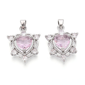 Латунные микро проложить кубического циркония подвески, без кадмия, без никеля и без свинца, сердце