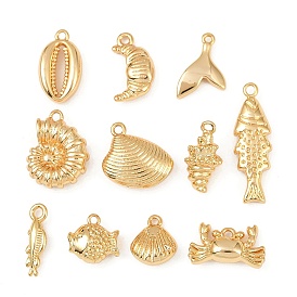 Латунные подвески на тему океана, долговечный, без никеля , реальный 18 k позолоченный