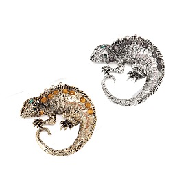 Alloy Rhinestone Brooch, Lizard Clothing Accessories Collar Pin Chest Flower