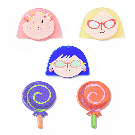 Printed Acrylic Pendants, Little Girls and Lollipops Charm