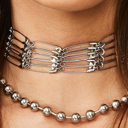 Punk Style Metal Layered Necklace for Women - NZ1582 European and American Jewelry