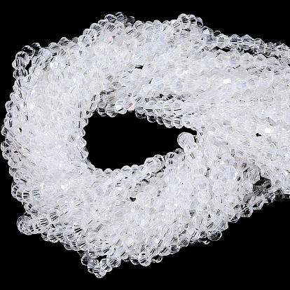 20 Stränge transparente Glasperlenstränge, facettiert, Doppelkegel