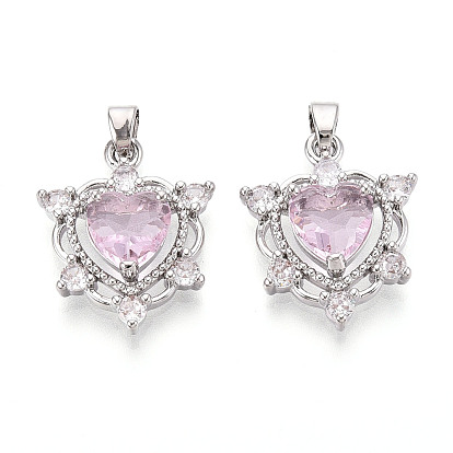 Латунные микро проложить кубического циркония подвески, без кадмия, без никеля и без свинца, сердце