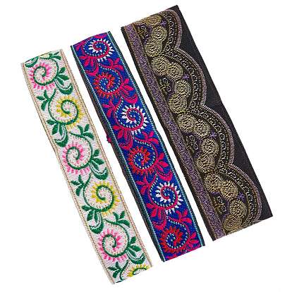 3 Rolls 3 Styles Polyester Grosgrain Ribbon, Single Face