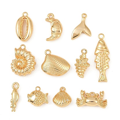 Латунные подвески на тему океана, долговечный, без никеля , реальный 18 k позолоченный