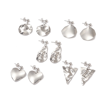 5 пары 5 треугольные и самородные и плоские круглые 304 серьги-гвоздики из нержавеющей стали для женщин