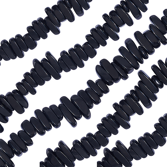 1 нити натуральных черных каменных бусин, чип