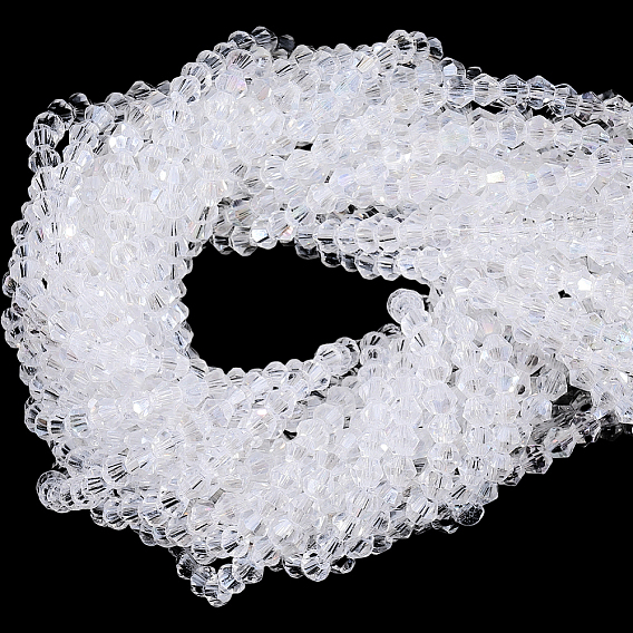 20 Strands Transparent Glass Beads Strands, Faceted, Bicone