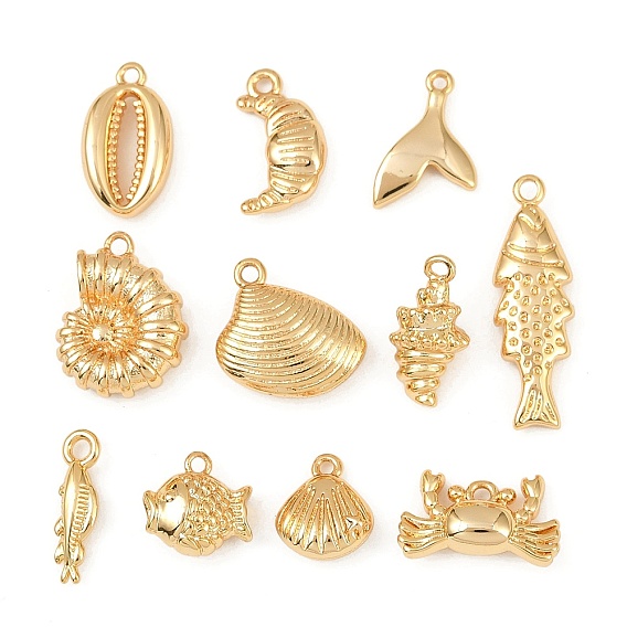 Латунные подвески на тему океана, долговечный, без никеля , реальный 18 k позолоченный