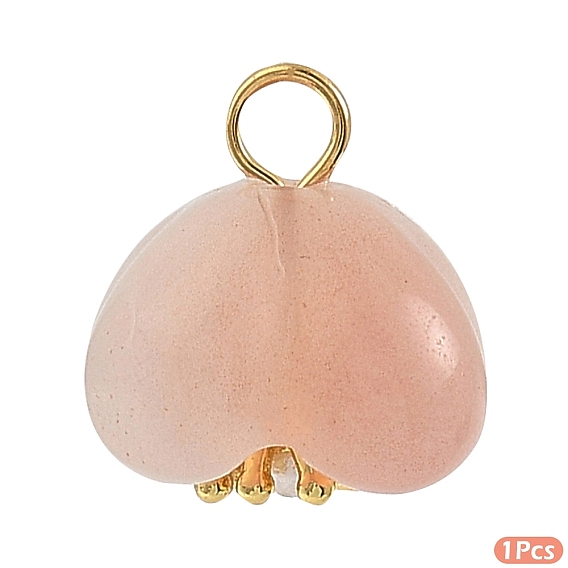 1 шт. подвески в виде цветов из натурального агата, золотые