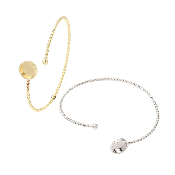 Изготовление браслетов-манжет из витых латунных колец., пустые браслеты-манжеты с круглыми подносами