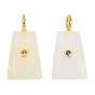 Natural Gemstone Pendants, Trapezoid Charms with Brass Micro Pave Cubic Zirconia Findings, Golden