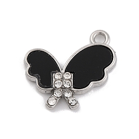 Alloy Acrylic Sheet Pendants, with Rystal, Butterfly