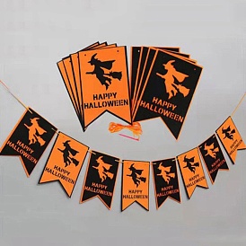 16Pcs 2 Color Flag Felt Ornaments, with Nylon Rope and Plastic Pins, Halloween Hanging Decorations, for Party Gift Home Decoration