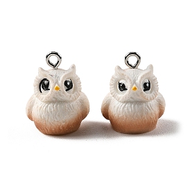 Непрозрачные подвески смолы, сова прелести, с платиновыми тоновыми железными петлями