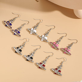 Sparkling Geometric Drop Earrings for Fashionable Women - 14K Gold Plated with Rhinestones