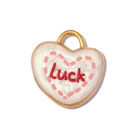 304 нержавеющей стальной эмали подвески, сердце со словом талисман удачи, реальный 18 k позолоченный, ионное покрытие (ip), долговечный