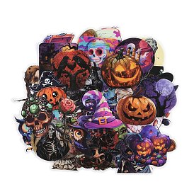 50Pcs Halloween PET Self-Adhesive Picture Stickers, for Water Bottles, Laptop, Luggage, Cup, Computer, Mobile Phone, Skateboard, Guitar Stickers Decor