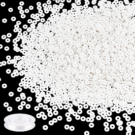 140g бусины из полимерной глины ручной работы, Диск / плоские круглые, Heishi бусы, с 1 рулонной эластичной нитью