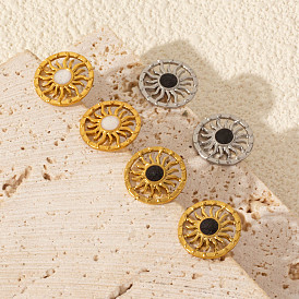 304 Stainless Steel Sun Stud Earrings, with Enamel, Jewely for Women