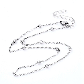 304 Stainless Steel Cable Chain Necklaces, with Lobster Claw Clasps and Iron Chain Extender