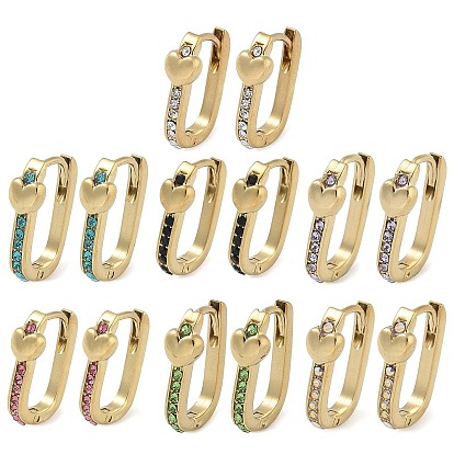 Ионное покрытие (ip) 304 серьги-кольца из нержавеющей стали, со стразами для женщин, сердце