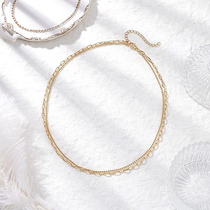 Латунная цепочка-скрепка и 304 двухслойные цепочки из шариков из нержавеющей стали для женщин