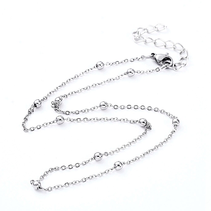 304 Stainless Steel Cable Chain Necklaces, with Lobster Claw Clasps and Iron Chain Extender